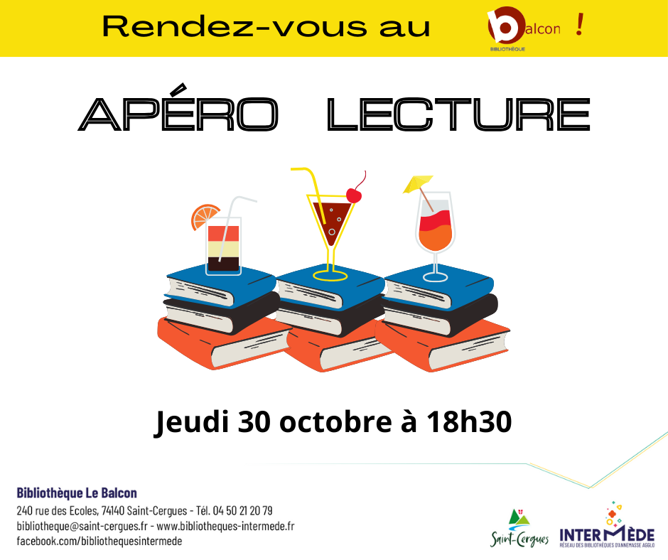 Prochain Apéro Lecture à la bibliothèque !